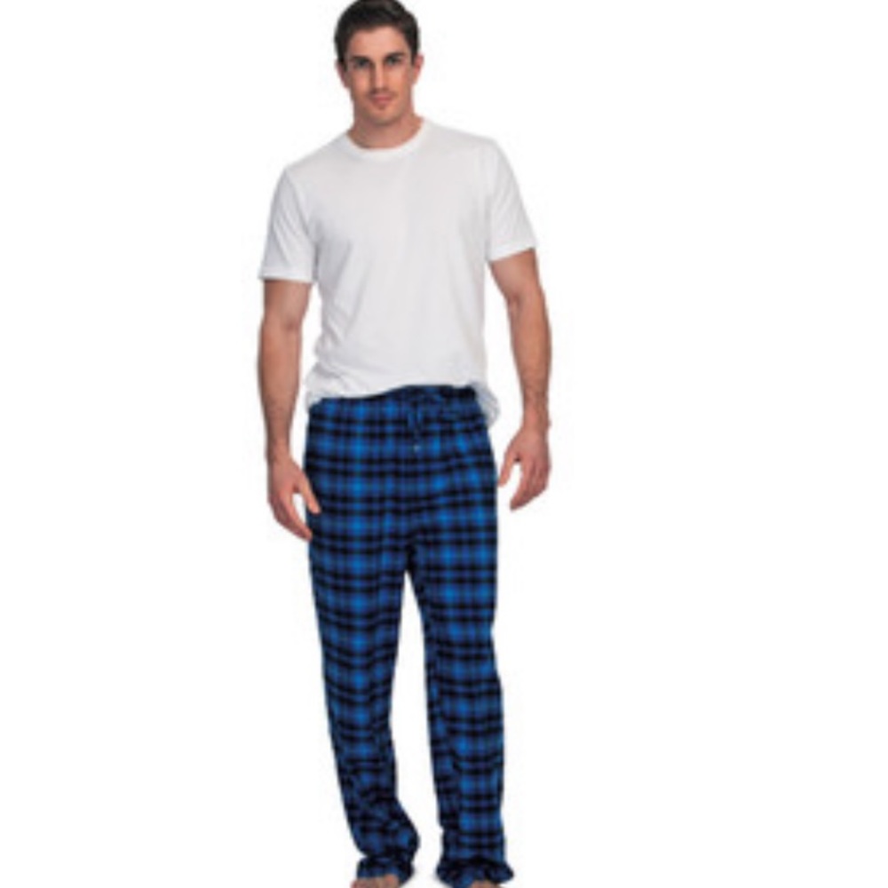 Royal Class Men's Sleep Pants Flannel blue size Large elastic waste drawstring